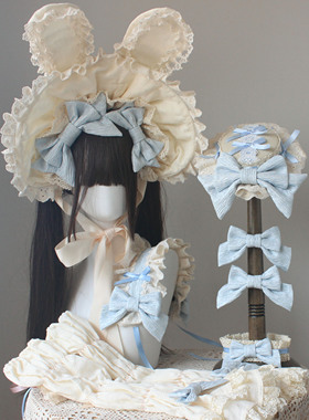 小佩蒂水蓝小物发饰波奈特bnt 发带 Lolita兔耳边夹 手袖接袖边夹
