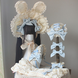 接袖 小佩蒂水蓝小物发饰波奈特bnt 手袖 Lolita兔耳边夹 边夹 发带