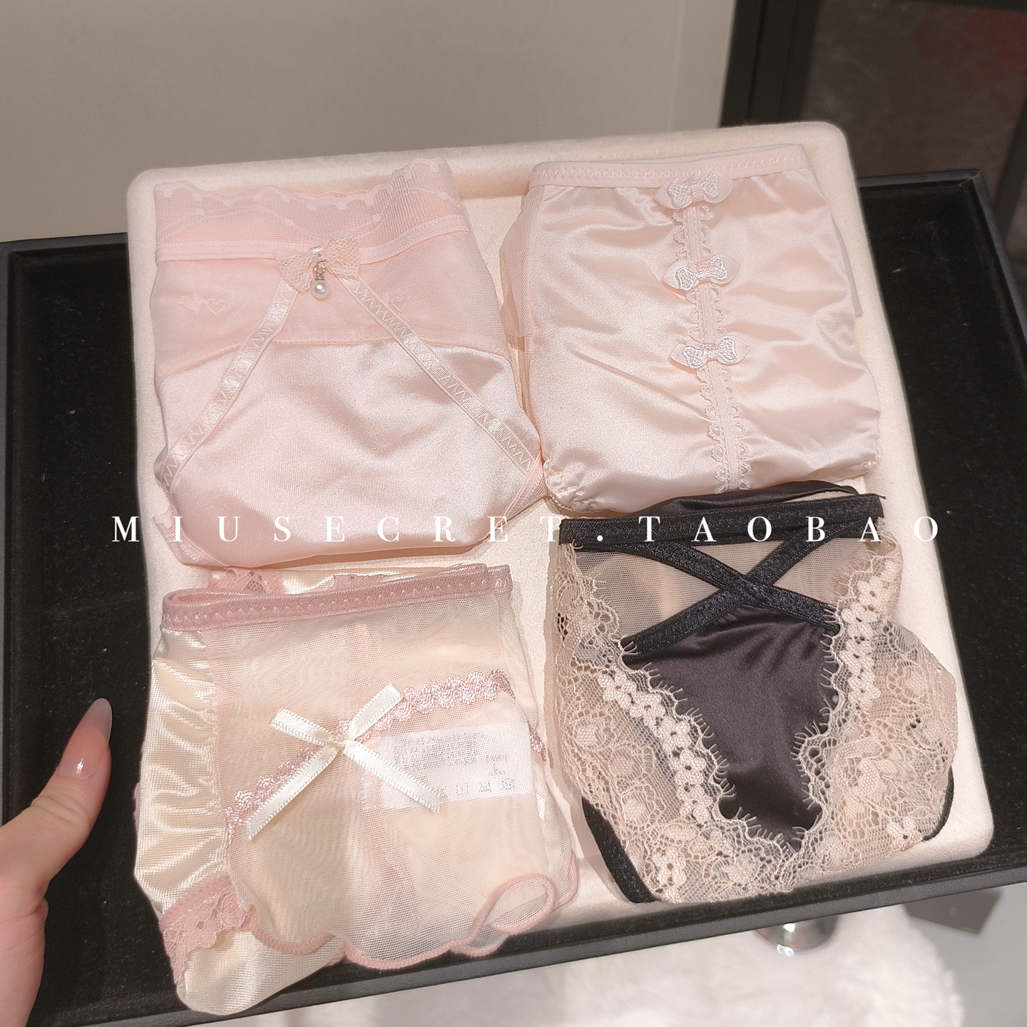 【了了思念】蕾丝内裤女2025新款性感法式蝴蝶结纯欲纯棉套装礼盒