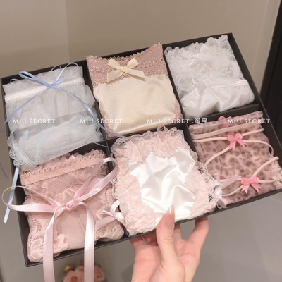 【一眼心动】6条蕾丝内裤女性感2025新款纯欲蝴蝶结小仙女套礼盒