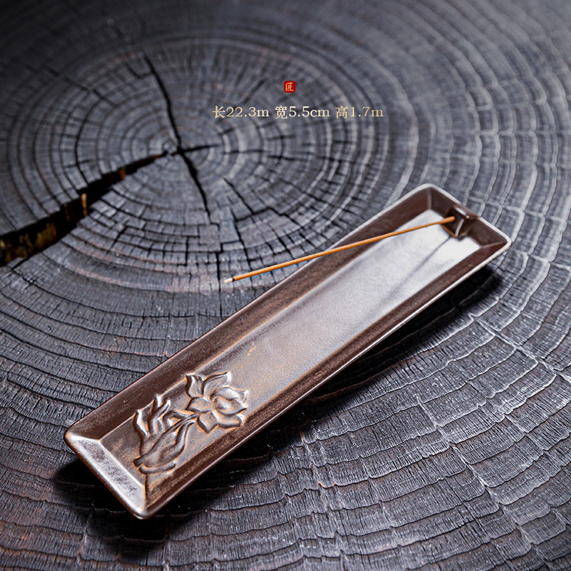 长方形香插 线香香插 长四方浮雕佛手拈花沉香檀香卧香插 香座