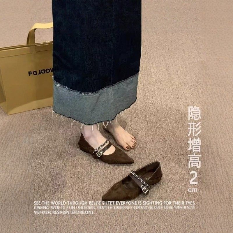 真皮内增高尖头玛丽珍鞋女新款法式复古链子晚晚鞋一字带气质单鞋,女鞋,浅口单鞋,淘宝优惠券,粉丝福利购,淘宝优惠卷
