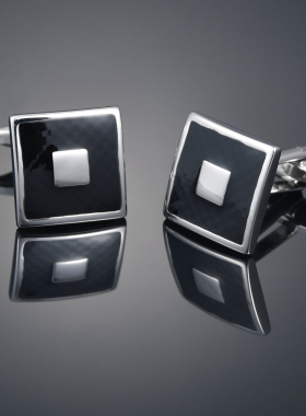 新款黑色滴油正方形袖扣 法式长袖衬衫袖钉 衬衣配饰Cufflinks