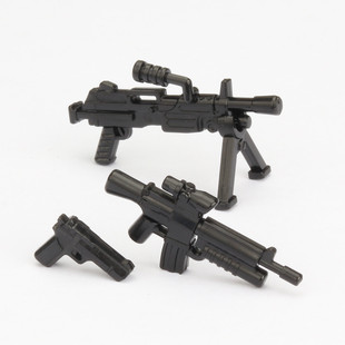 兼容乐高第三方军事人仔美军M249重机枪小积木人偶装备配件M4步枪