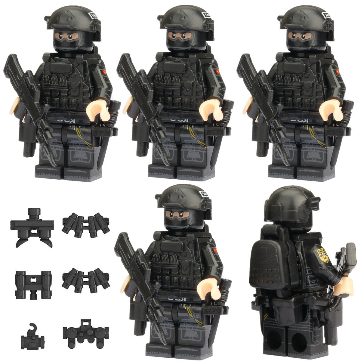 兼容乐高军事小人仔防暴警察特警特种兵武器装备人偶拼装积木玩具