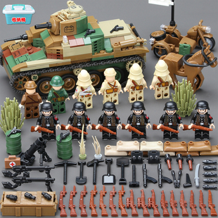 适用于乐高二战军事人仔八路军志愿军美军坦克炮车拼装男孩子玩具