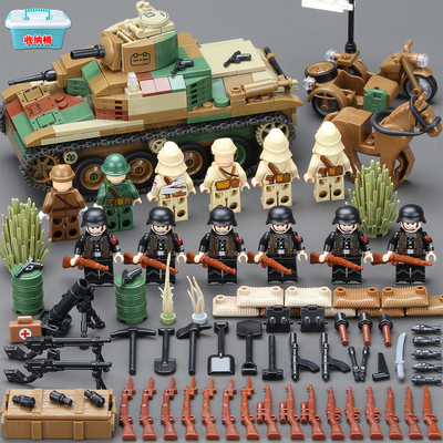 适用于乐高二战军事人仔八路军志愿军美军坦克炮车拼装男孩子玩具