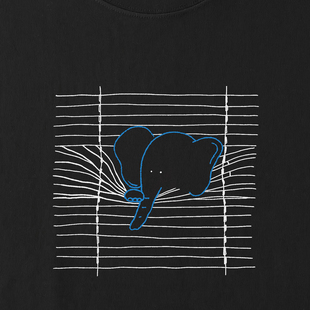 280g重磅 小象｜插画师合作款 在宇间工作室 T恤｜看向窗外 长袖