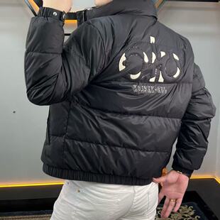 欧洲站潮牌男士 90白鸭绒羽绒服青年痞帅刺绣高端保暖外套 立领短款