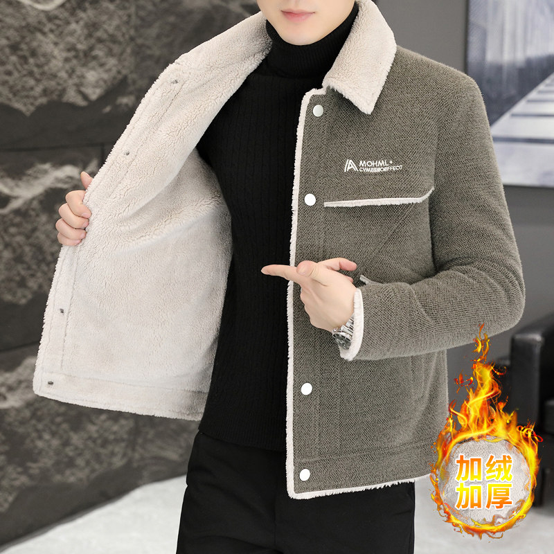 秋冬季新款男士呢子外套加厚保暖风衣羊羔绒夹克一体绒毛呢大衣服,男装,夹克,淘宝优惠券,粉丝福利购,淘宝优惠卷