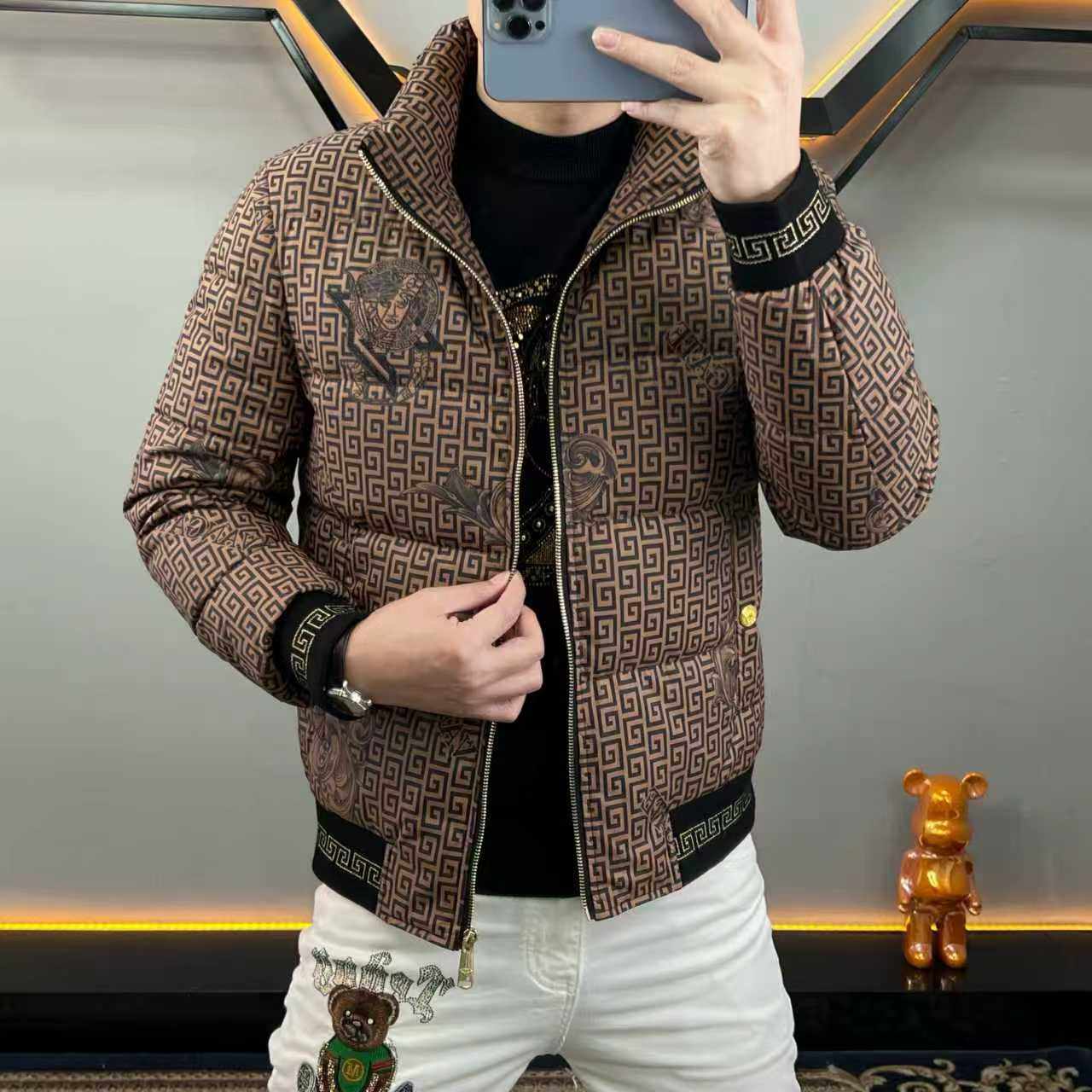 欧货冬季立领90白鸭绒羽绒服男短款轻奢高端保暖棉衣外套痞帅冬装