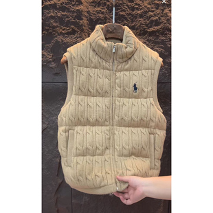 欧货轻奢高端立领针织马甲男士麻花纹理保暖背心时尚百搭无袖外套