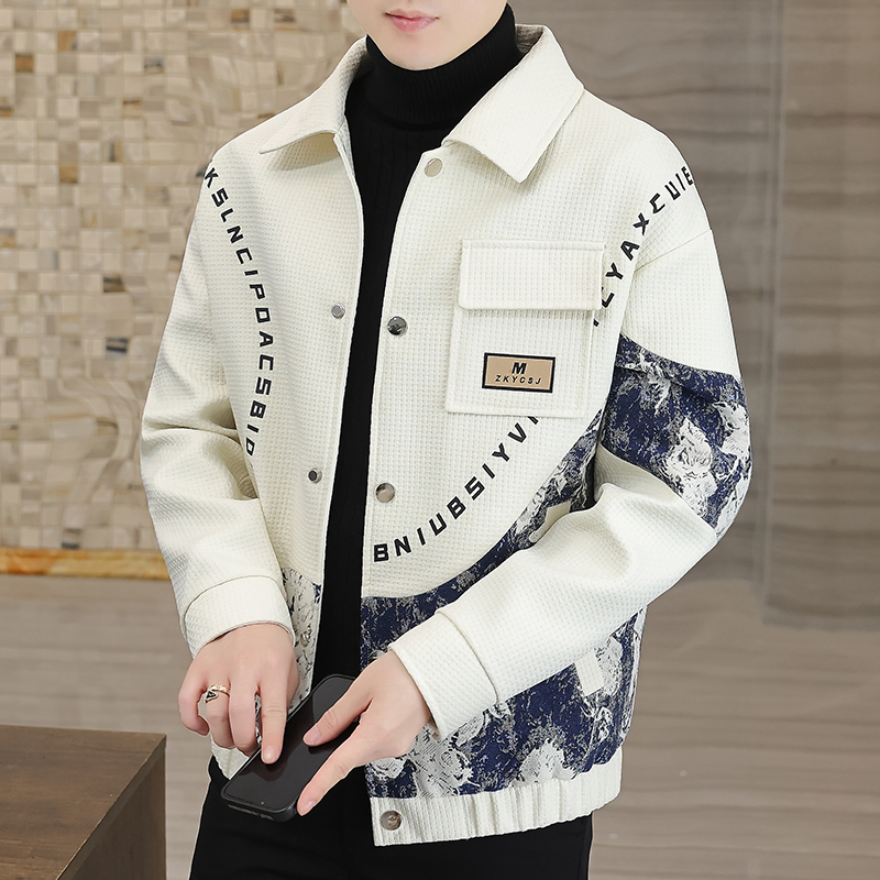 撞色拼接夹克男春秋季设计感痞帅美式高级感痞帅刺绣外套小众上衣