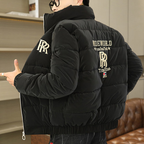 羽绒服男短款立领冬季新款潮流青少年百搭时尚欧式风刺绣加厚外套