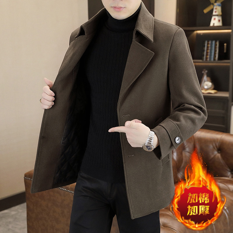 冬季中长款毛呢大衣男士加棉加厚保暖商务休闲西装领呢子风衣外套,男装,毛呢大衣,淘宝优惠券,粉丝福利购,淘宝优惠卷