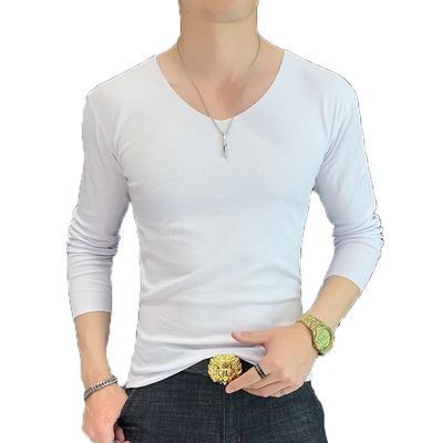 纯棉长袖T恤男士春夏无痕