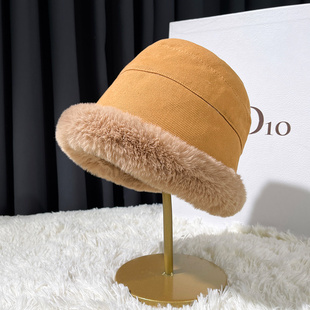 非常厚毛毛绒保暖渔夫帽子女鱼夫加厚水桶帽秋冬防寒盆帽防风东北