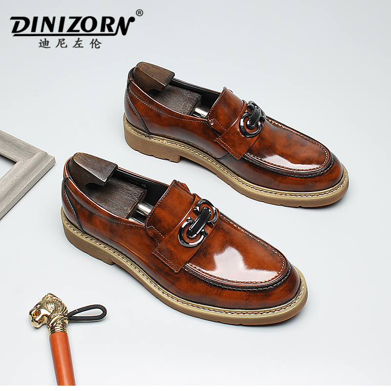 迪尼左伦厚底乐福鞋男皮鞋