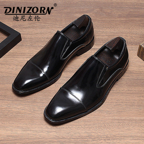 迪尼左伦男士真皮三接头套脚鞋