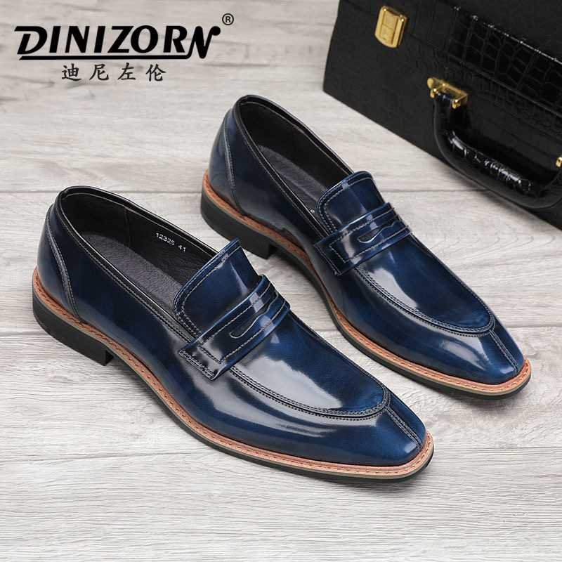 迪尼左伦男鞋漆皮商务正装