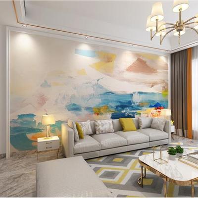3d北欧涂鸦艺术油画墙布客厅电视背景墙纸家用沙发壁纸抽象壁布画