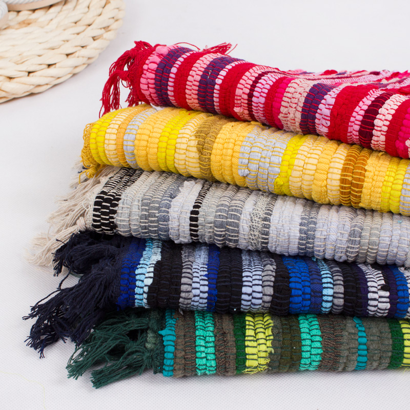 棉质布条拼接地垫吸水防滑的门垫 家用卫生间门厅厨房的蹭脚垫