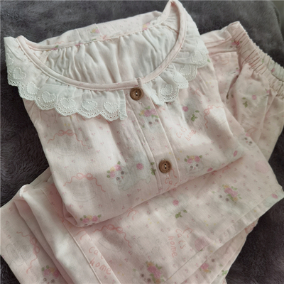 爱了！粉萌萌的猫咪睡衣，棉纱