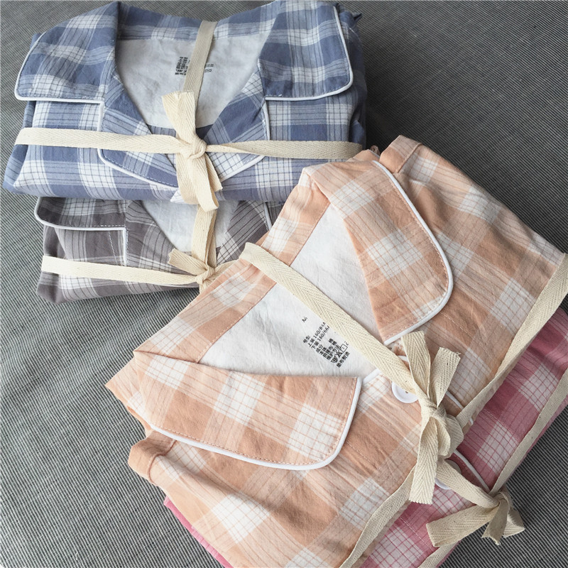 日系无印色织格子布水洗棉布薄款情侣纯棉春夏季长袖长裤睡衣家居,女士内衣/男士内衣/家居服,睡衣/家居服套装,淘宝优惠券,粉丝福利购,淘宝优惠卷