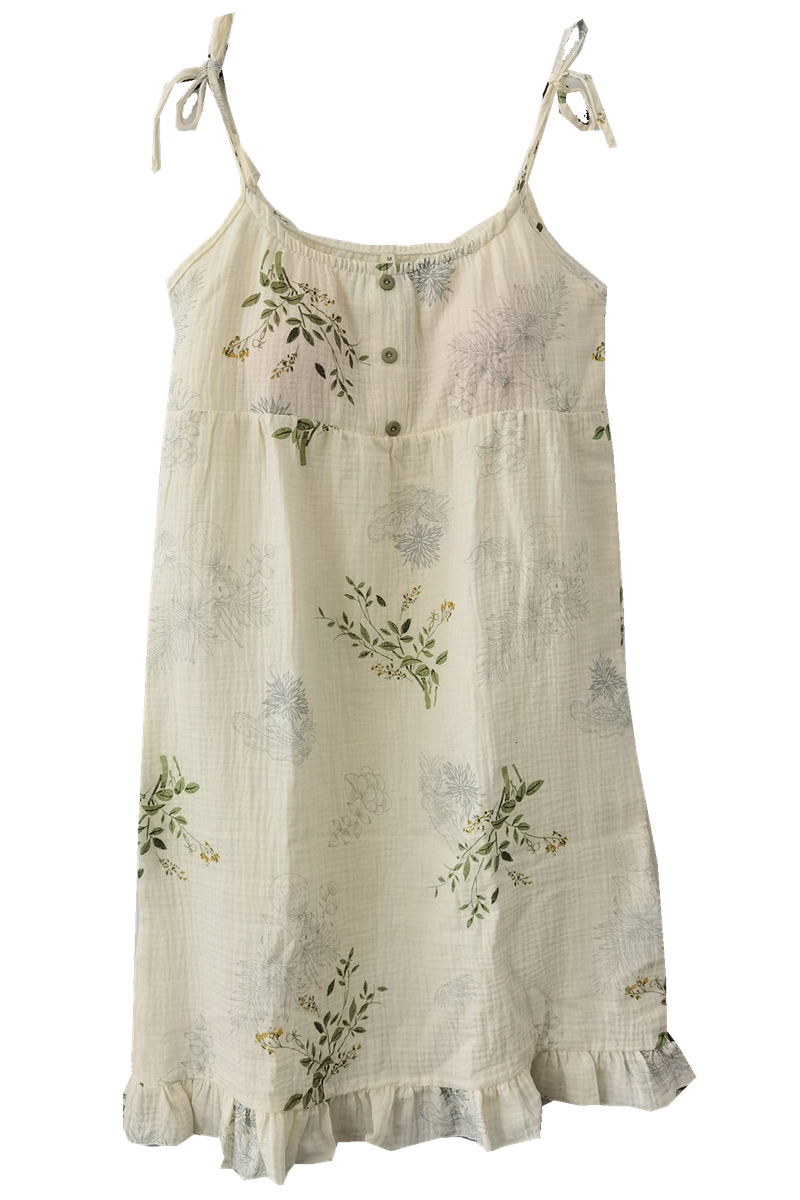 夏季新款纯棉吊带裙子睡衣家居服睡裙自带胸垫免穿文胸少女感