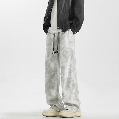 OCW潮牌 美式脏脏休闲裤男2025秋冬新款青少年宽松直筒加厚长裤子