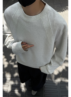 OCW潮牌 美式拼接休闲圆领卫衣男2026年秋季宽松套头长袖舒适极简