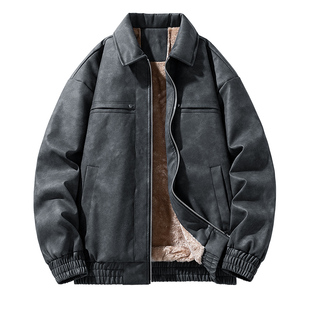 OCW潮牌 美式PU皮夹克男2026秋冬新款青少年学生机车飞行服外套男