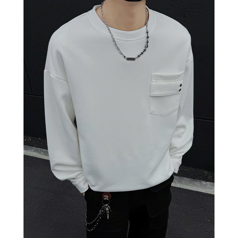 OCW潮牌 简约风圆领卫衣男2026春秋宽松长袖高级感设计口袋上衣潮