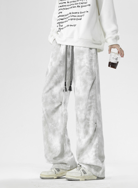 OCW潮牌 美式高街脏脏休闲工装裤2026秋冬新款宽松直筒阔腿长裤子