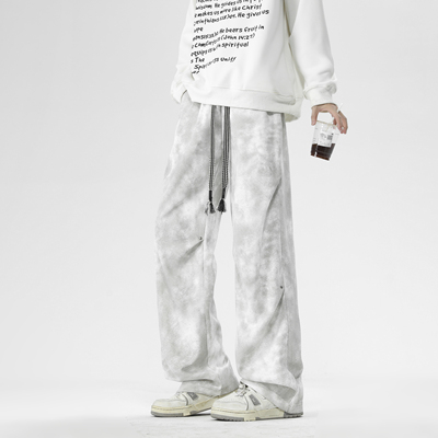 OCW潮牌 美式脏脏休闲裤男2025春夏新款青少年学生宽松直筒长裤子