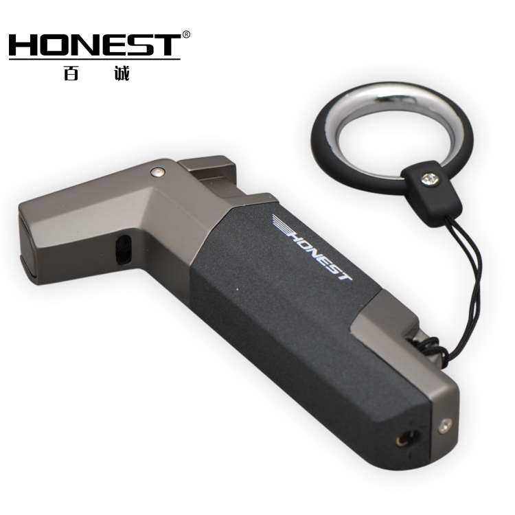 Honest/百诚气体直冲火机 防风打火机创意 烟斗打火机带挂扣