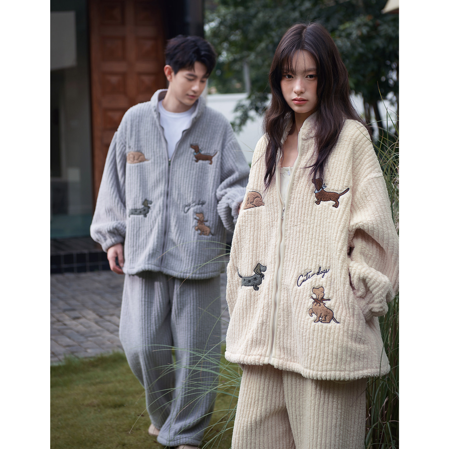 思莉太太摇粒羊羔绒男女厚家居服