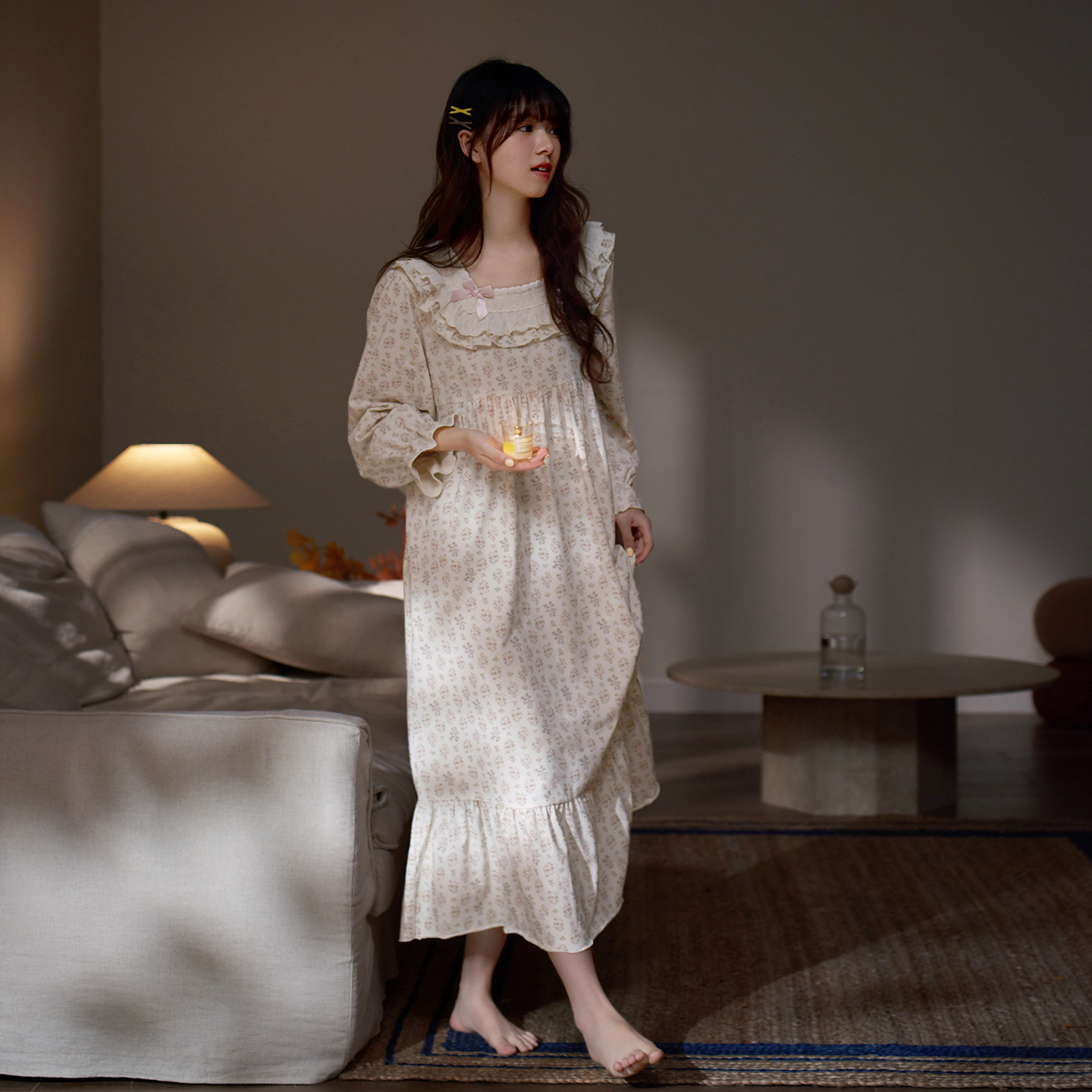 思莉太太绝美碎花韩系纯棉睡衣裙