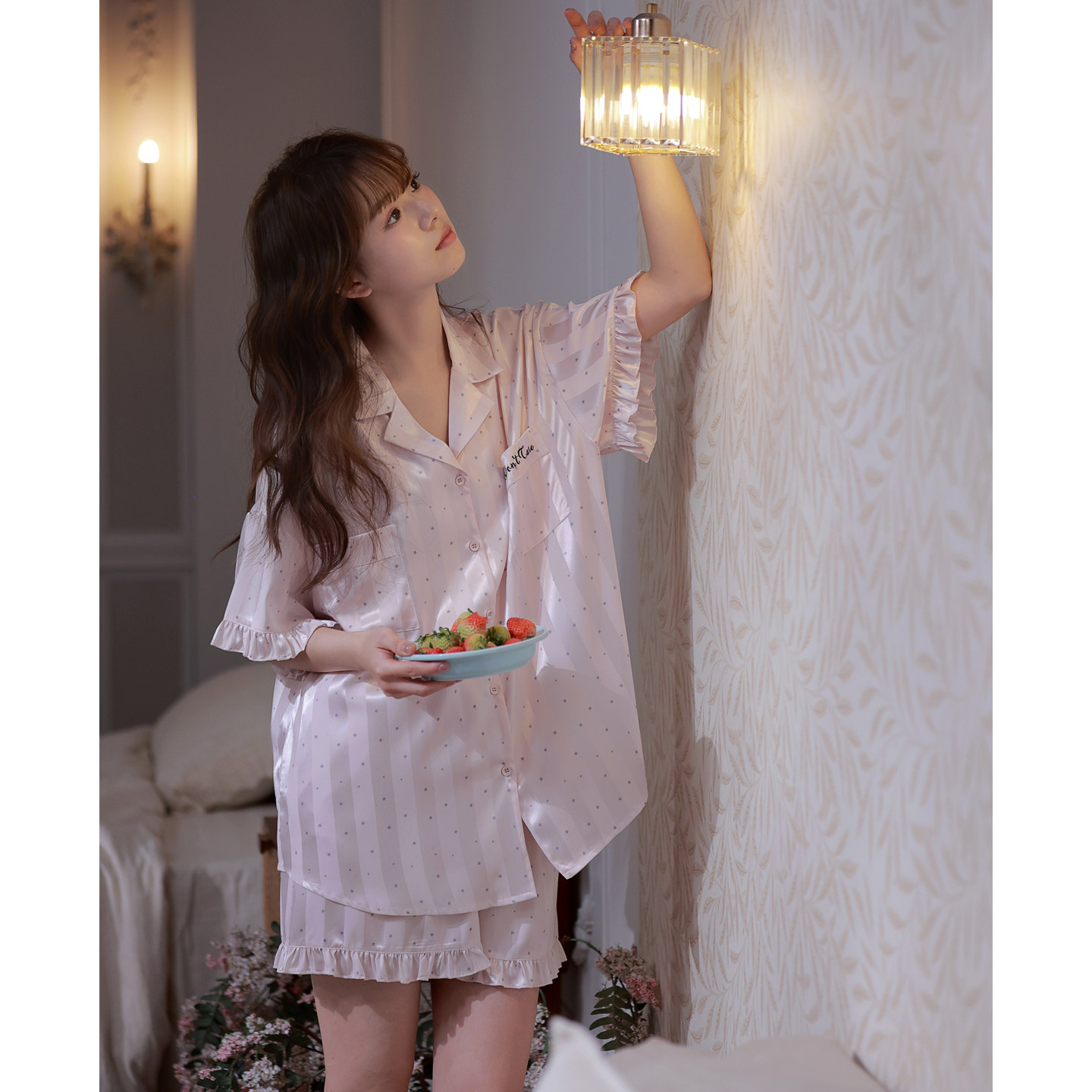 思莉太太凉感冰丝睡衣女款2026新款夏季短袖粉色甜美夏天家居服