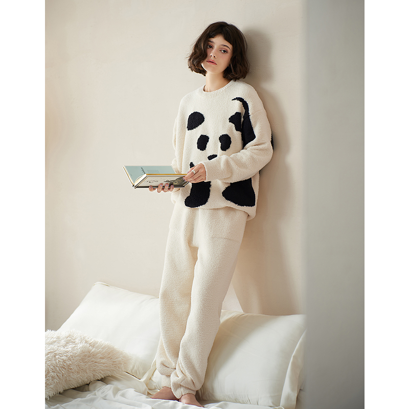 思莉太太女半边绒熊猫睡衣