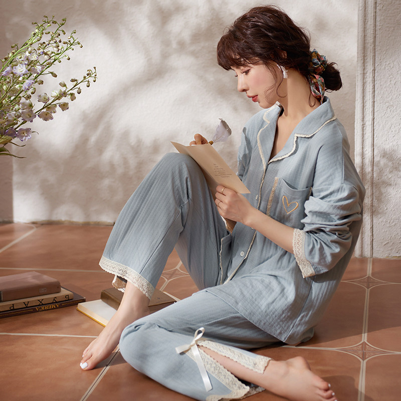 思莉太太睡衣女春秋纯棉长袖2021年新款秋季高级感全棉冬季家居服