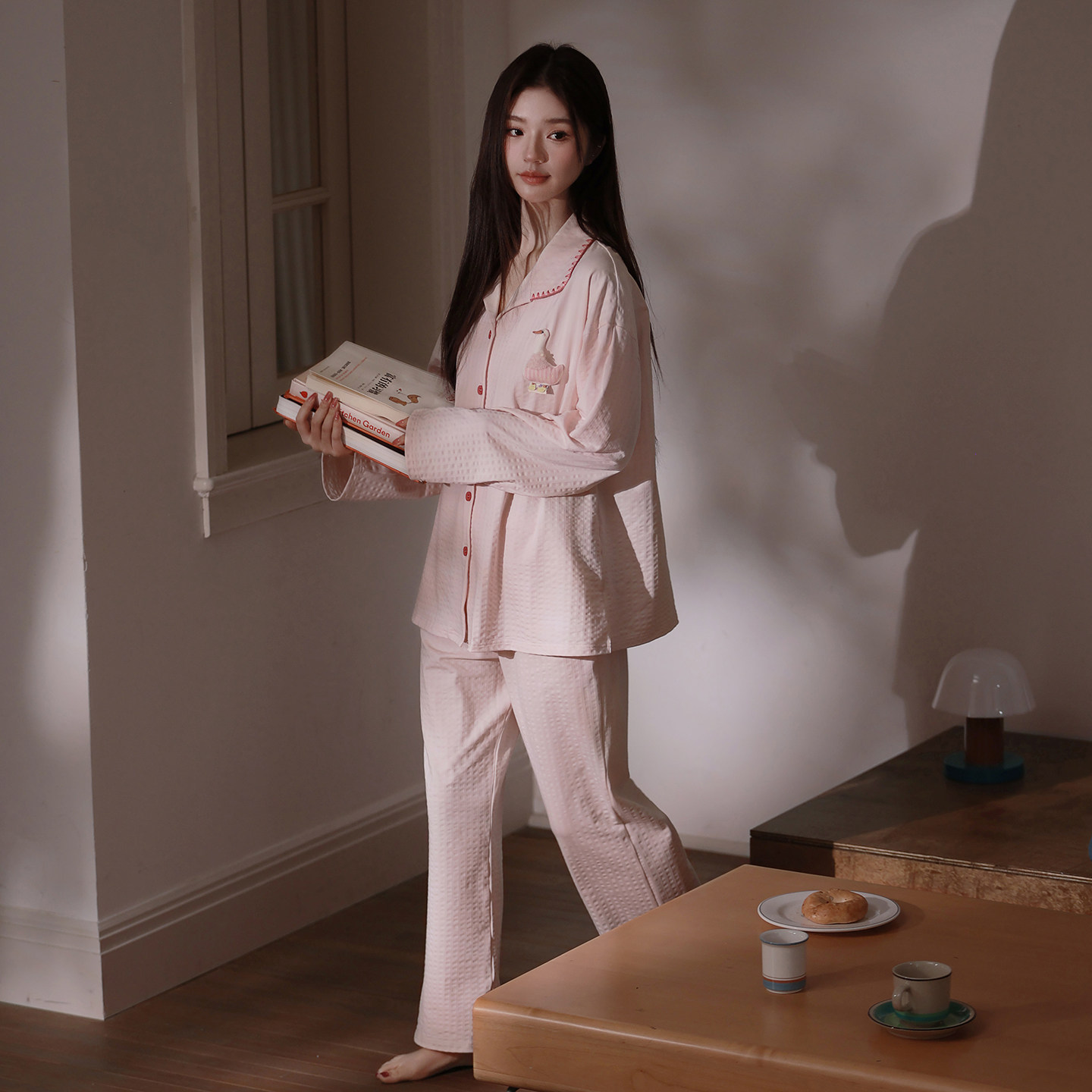 思莉太太纯棉睡衣女款2026新款春秋长袖粉色奶fufu甜美好看家居服