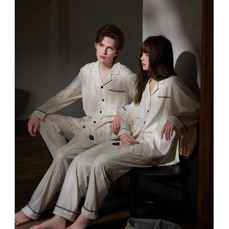 思莉太太情侣纯棉春秋睡衣