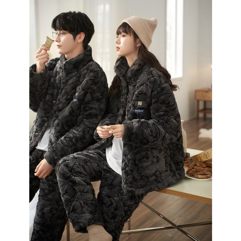 思莉太太睡衣情侣款珊瑚绒夹棉