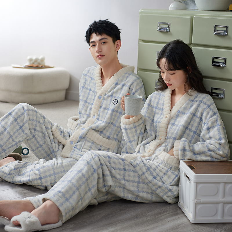 思莉太太情侣珊瑚绒小香风睡衣