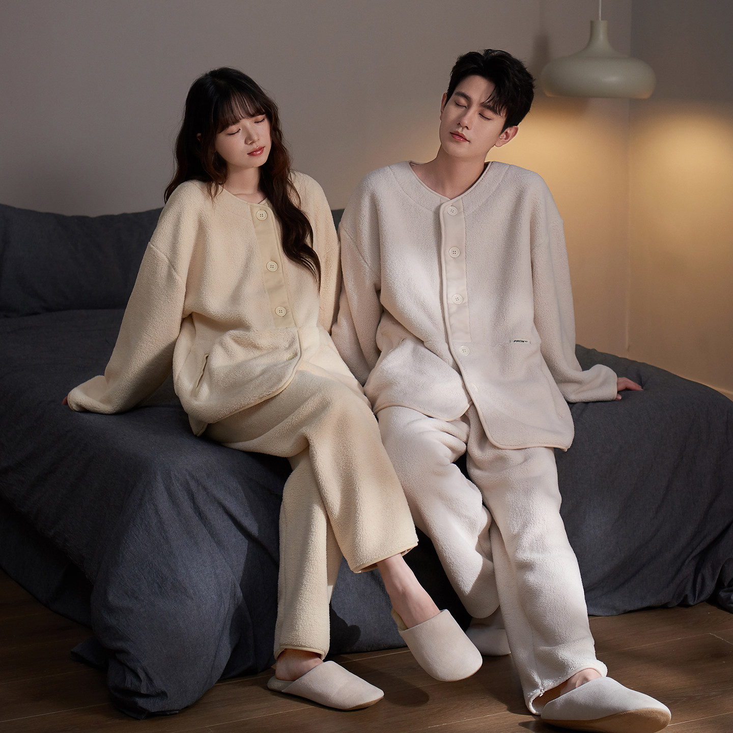 思莉太太情侣睡衣冬季女款加厚加绒羊羔绒男士可外穿秋冬天家居服