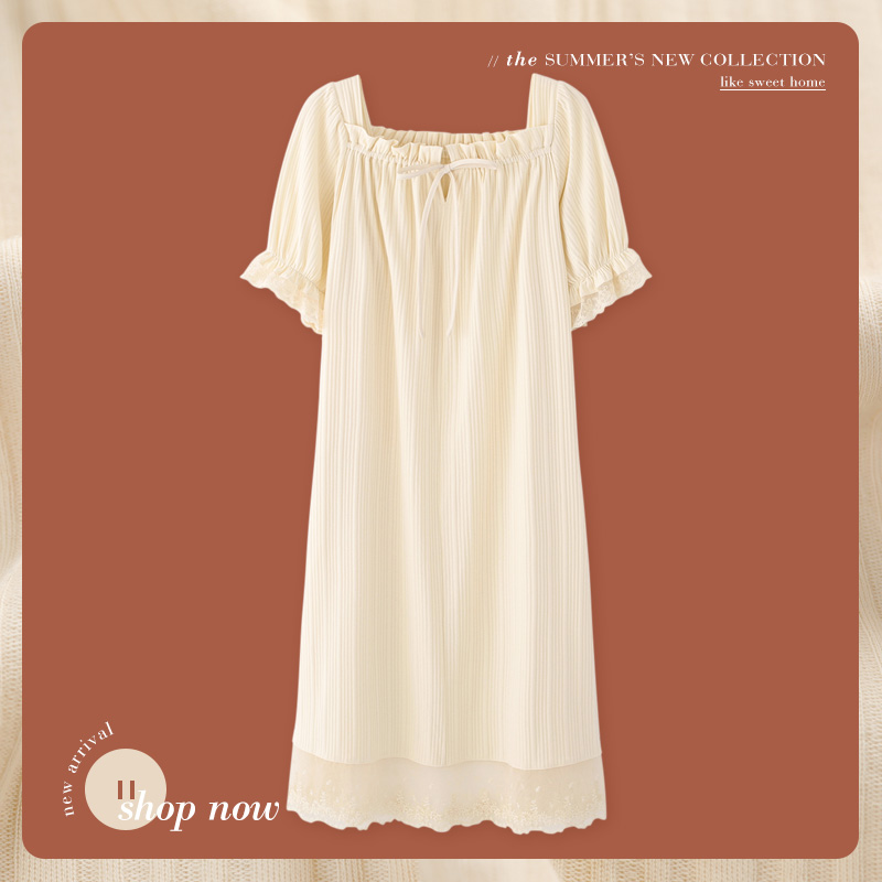 纯棉薄款短袖小性感可爱风睡裙