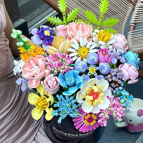 Flower Building Blocks girls gift rose 积木花束