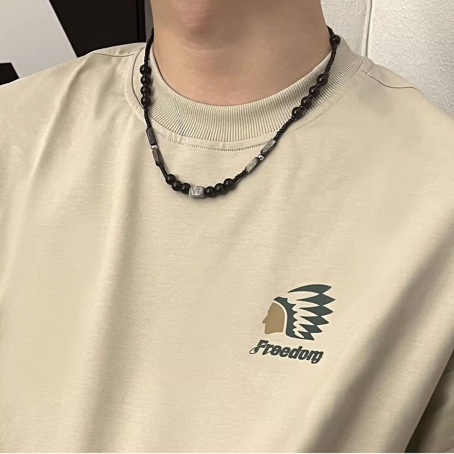 天然项链男女拼接黑色锁骨链颈链