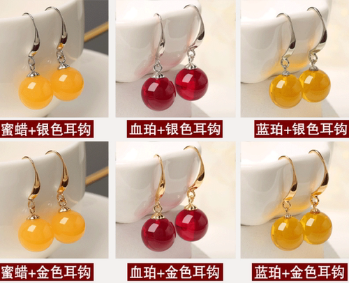 防过敏琥珀仿蜜蜡复古耳饰品